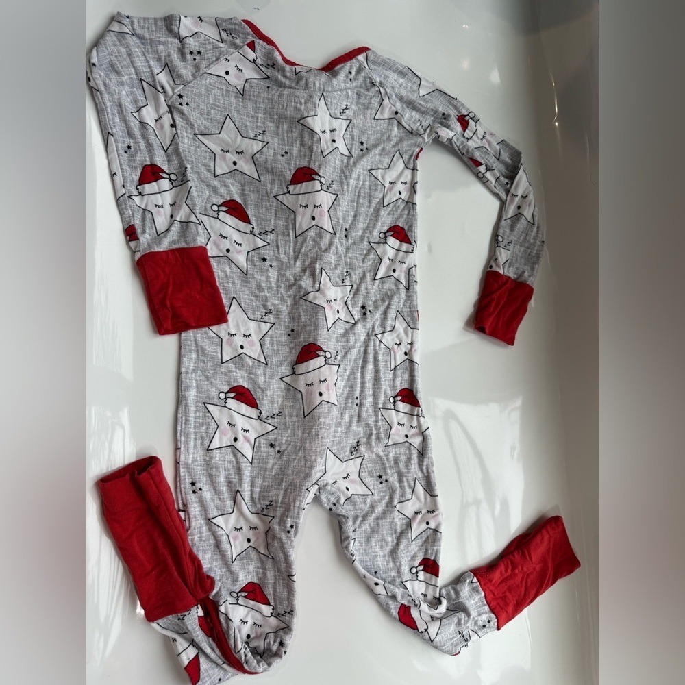 LITTLE SLEEPIES SLEEPY SANTA STARS BAMBOO ZIPPY SLEEPER SIZE 2T - Picture 4 of 4